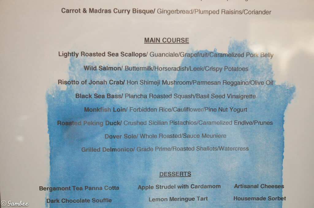 norwegian ocean blue menu