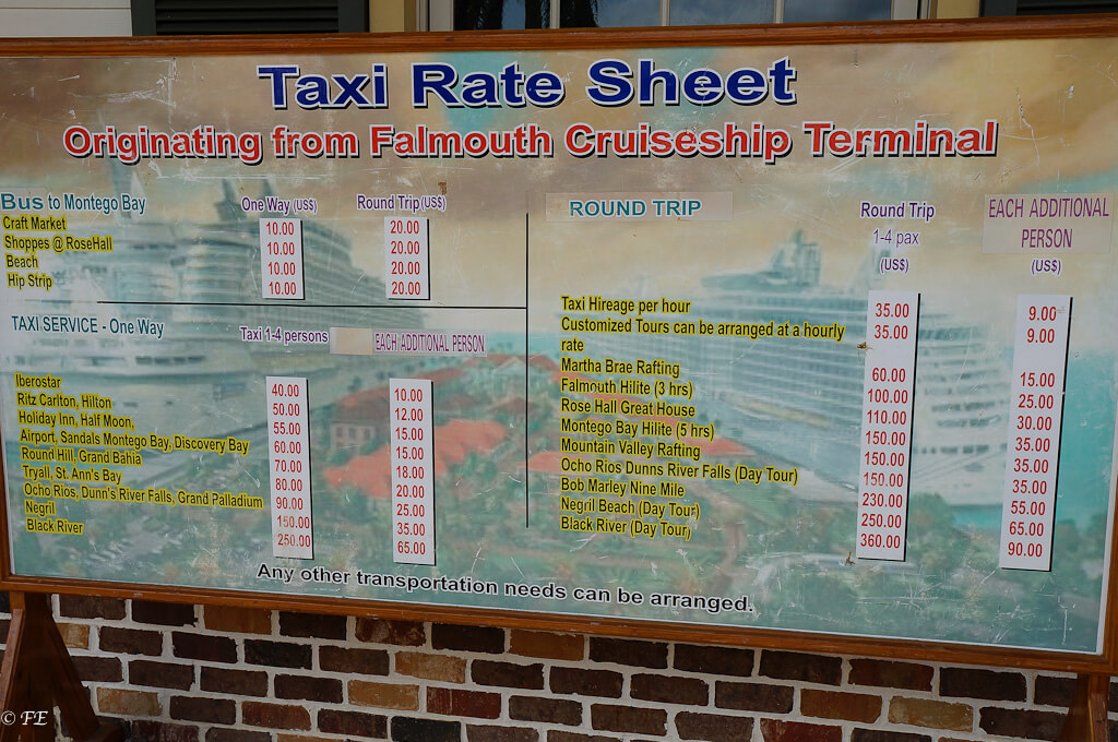falmouth jamaica taxi rates