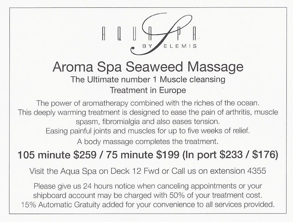 celebrity reflection spa prices