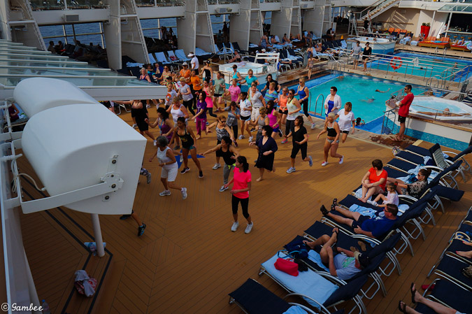 Celebrity Silhouette aerobics by the pool