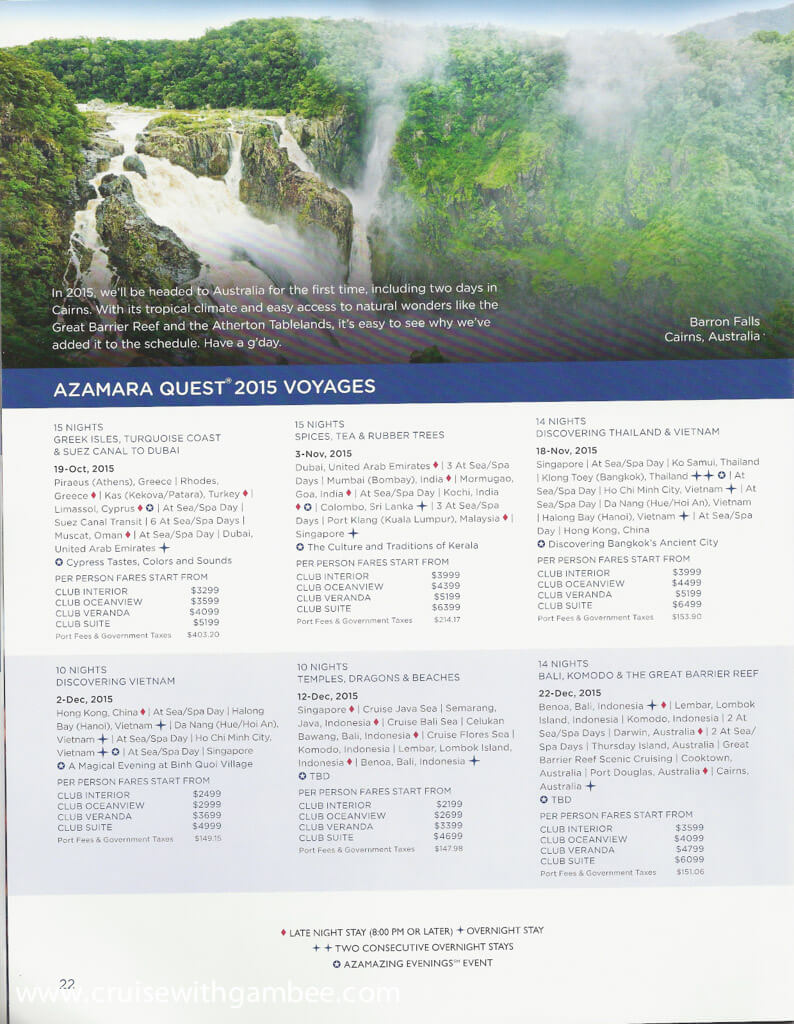 Azamara Itineraries