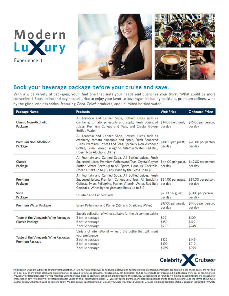 Celebrity cruise lines drink packages melbourne