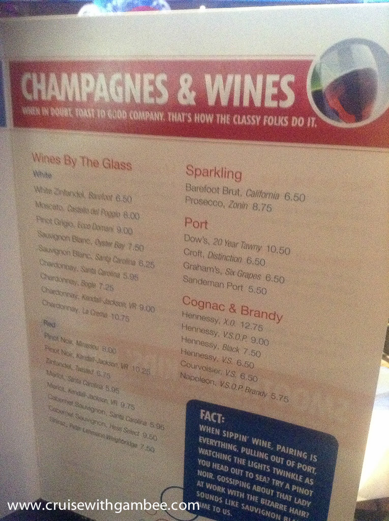 carnival cruise wines