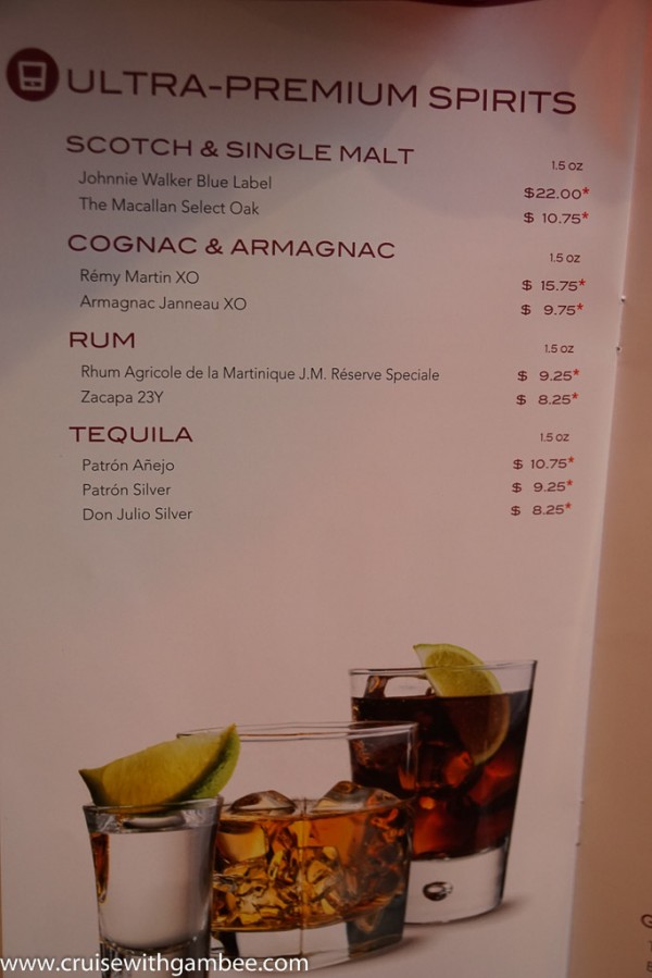 MSC Cruises Drink lists with prices. cruise with gambee