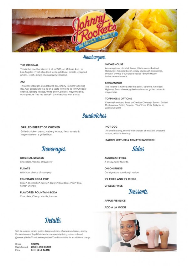 Dynamic Dining Menus on Royal Caribbean cruise with gambee