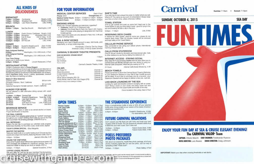 Carnival Valor Fun Times Western dailies cruise with gambee