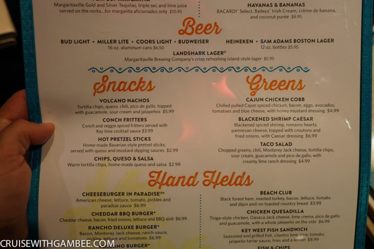 Norwegian Escape Menus cruise with gambee