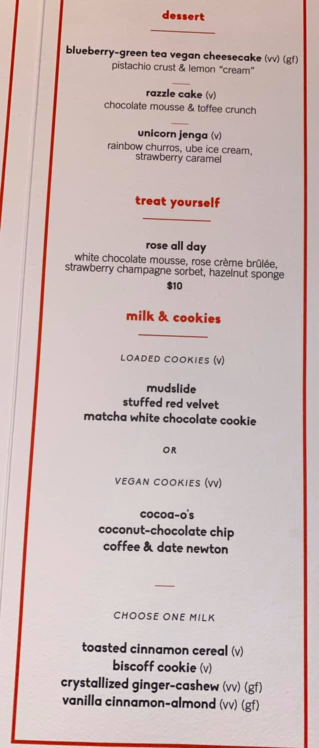 Virgin Voyages Cruise Line Scarlet Lady Menus and Food Pictures