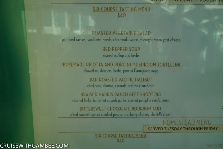 Royal Caribbean Menus cruise with gambee